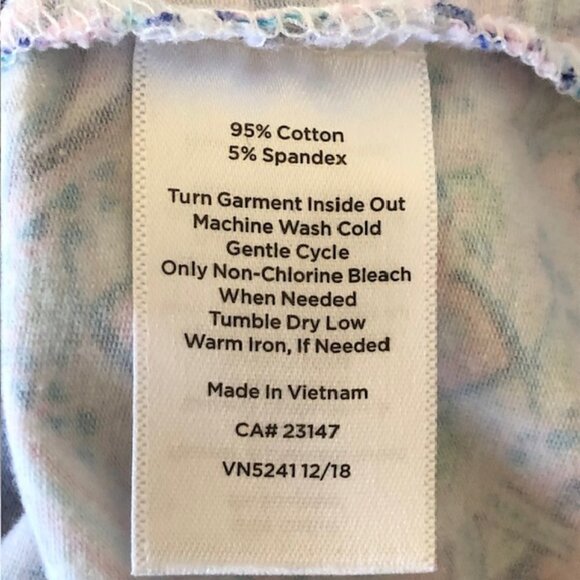 TALBOTS Scenic Mediterranean Tee Short Sleeve Crewneck Blue Pink - Picture 14 of 16